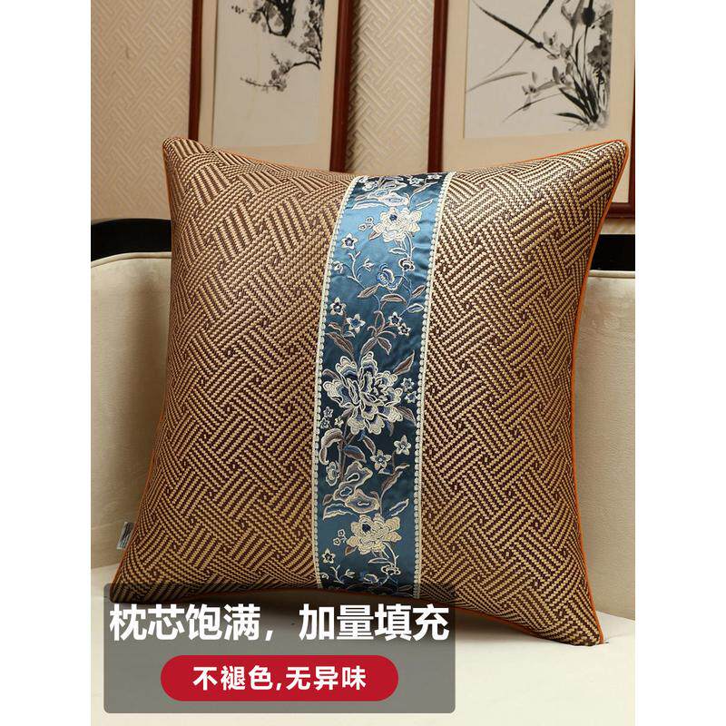 99n靠垫套藤席抱枕夏天款新中式红木沙发靠枕套凉席夏季冰丝大靠