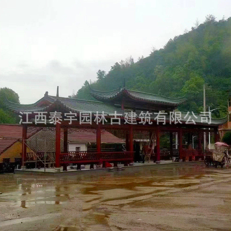 厂家直供户外长廊古建长廊公园碳化木凉亭庭院亭户外公园亭子长廊
