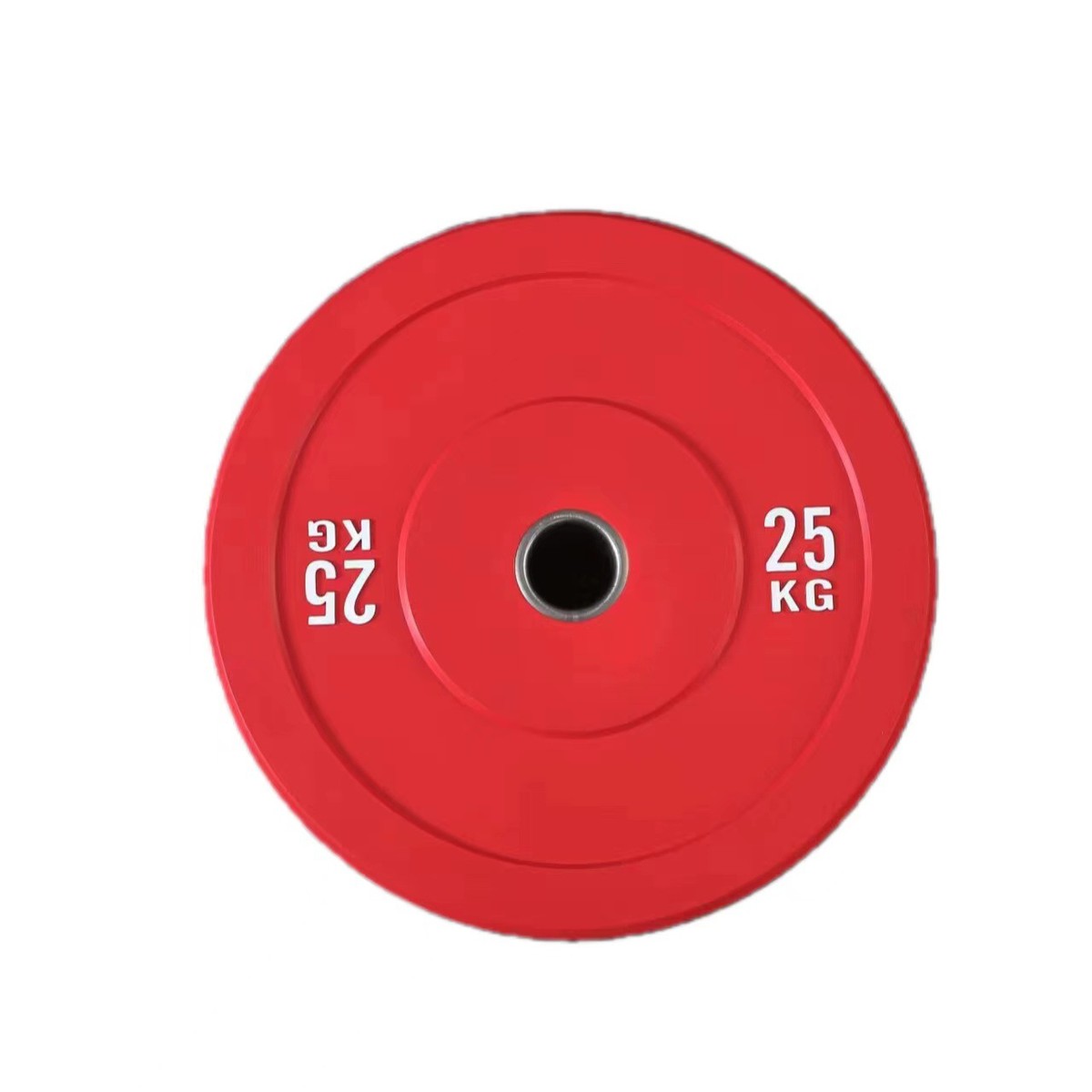 全胶杠铃片竞技健身力量训练弹高彩色胶片健身房大孔哑铃