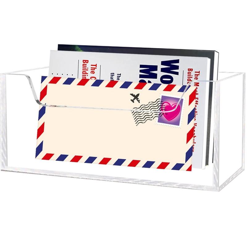 桌子用邮件支架，桌子或壁挂式亚克力信件邮件盒，支架管理器台面