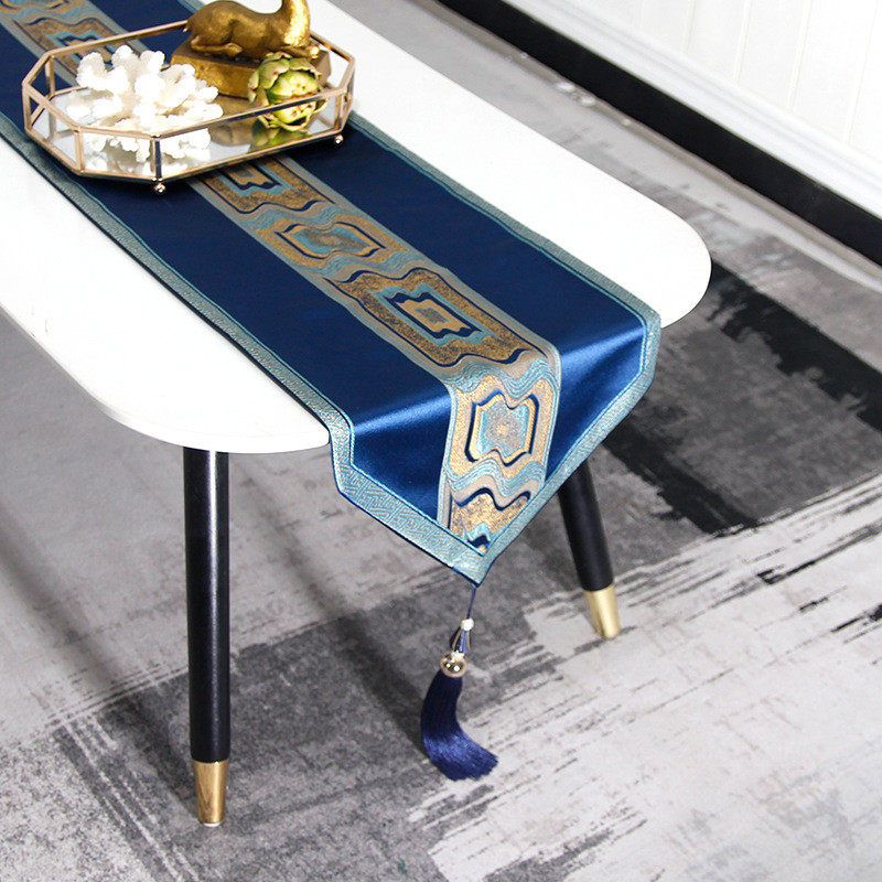 风复古轻奢简约桌旗布艺餐桌布长条茶几桌布新中式电视柜鞋柜盖布