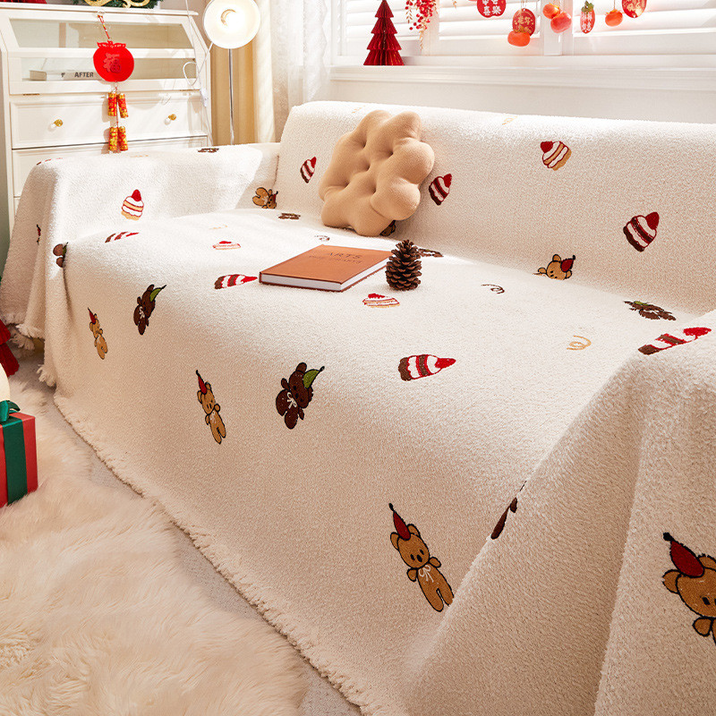 春节喜庆沙发盖布四季新款新年红色沙发巾一整张全盖沙发坐垫套罩