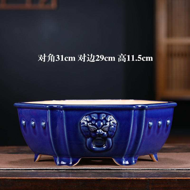 宜兴紫砂花盆陶瓷长方形大号盆景外贸马槽多肉绿植盆栽青瓷釉盆盆