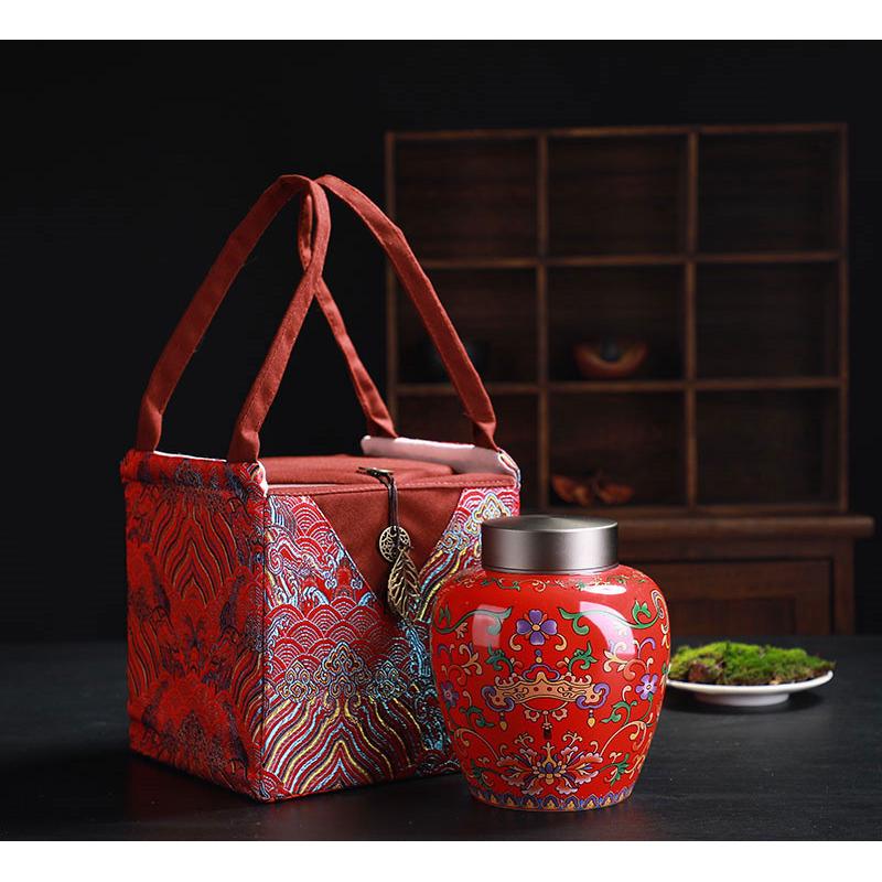 茶罐高档珐琅彩创意家用储物瓷罐中号合金密封罐普洱红茶叶罐陶瓷