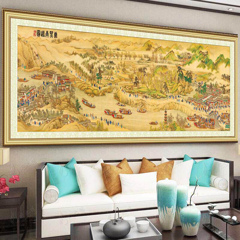 康熙南巡图十字绣2022新款线绣客厅大气古典山水风景名画中格古绢