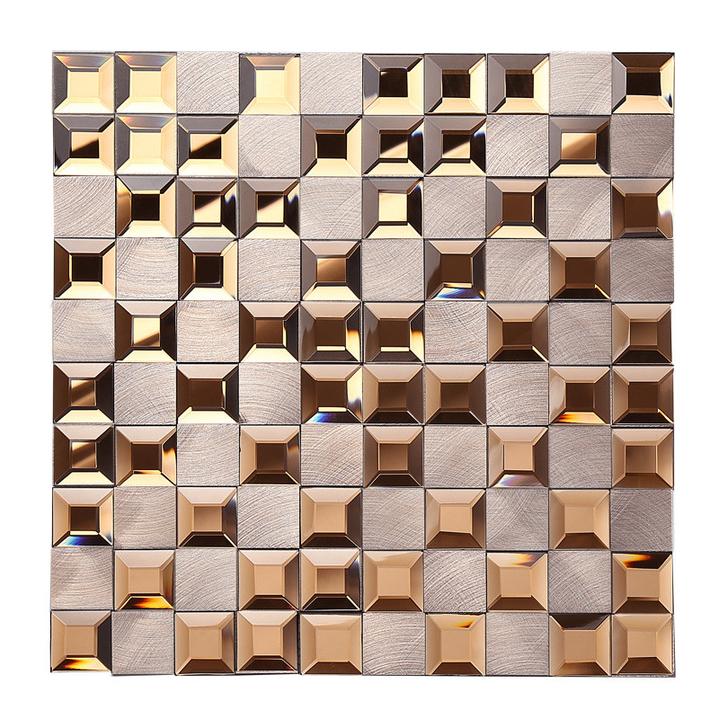茶色玻璃马赛克电视背景墙瓷砖玄关装饰拉丝客厅金属建材