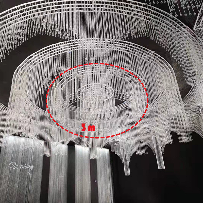 新款婚庆圆环吊顶圆环铁艺线帘珠帘成品水晶装饰婚礼堂套系布置