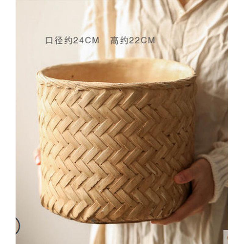 复古仿棕色多肉绿植小花盆创意竹编摆件家居饰品阳台花器