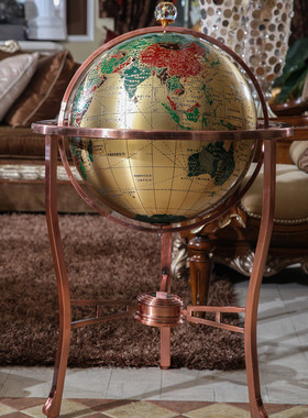 大型落地式纯铜铜质老板客厅装饰摆件地球仪大厅开业乔迁工艺礼品
