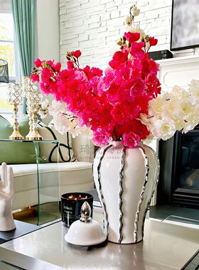热销欧式陶瓷将军干花花瓶摆件批发仿真罐装饰瓶玄关走廊台面大花