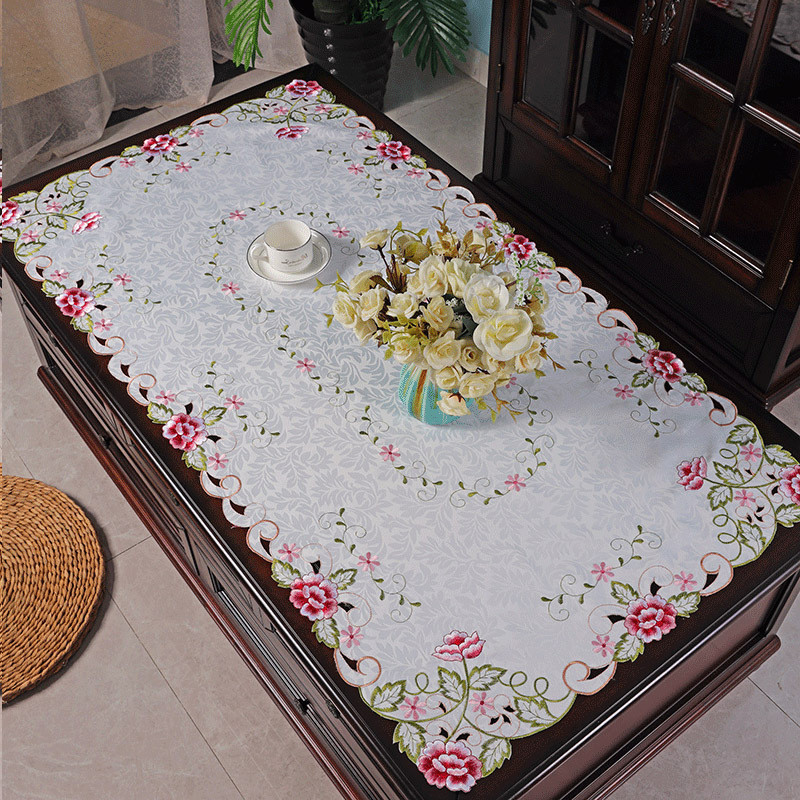 m3no欧式批发红木家具茶几垫实木桌垫茶几桌布刺绣餐桌台布长方形