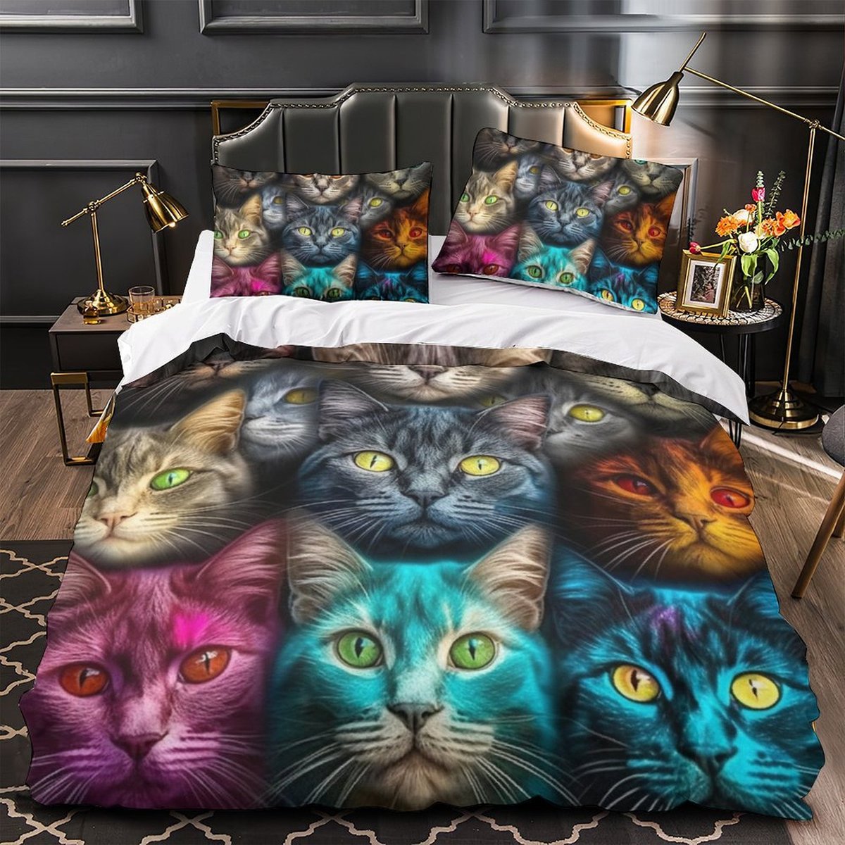 3d数码印花彩色鱼系列被套枕套磨毛件套涤纶二三电商可代发