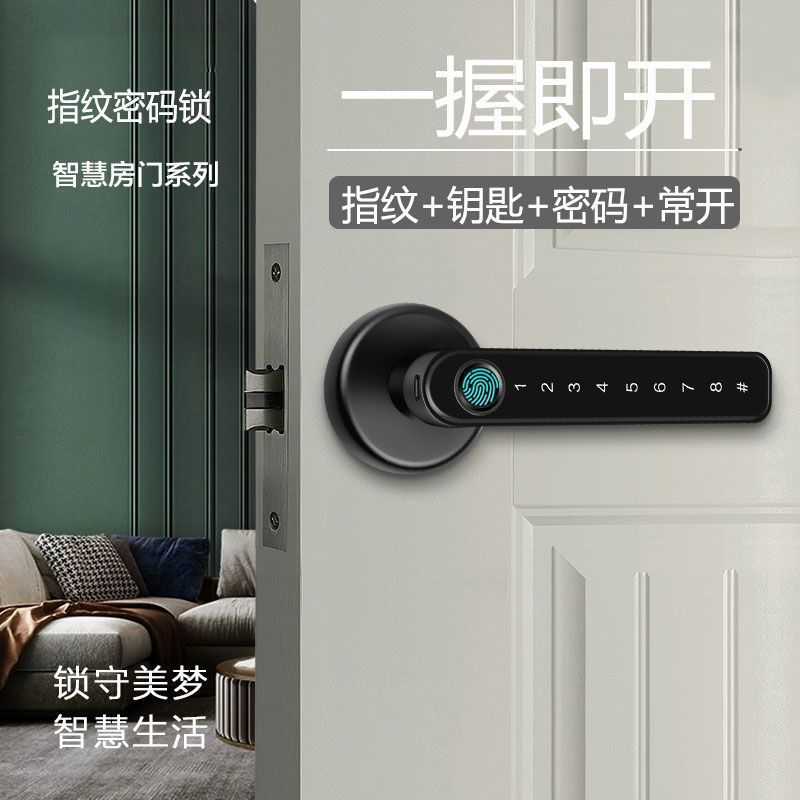 木门指纹锁室内密码锁卧室房间智能电子通通锁AP用办公室球形锁