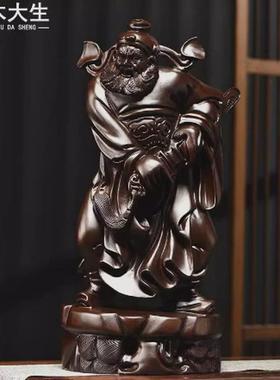 檀办公钟馗实木头雕刻家居客厅木雕摆件司玄关开业搬迁工艺品送礼