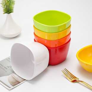 a6l彩色密胺小碗商用餐具塑料碗快餐米粥碗四方形汤碗甜品碗饭碗