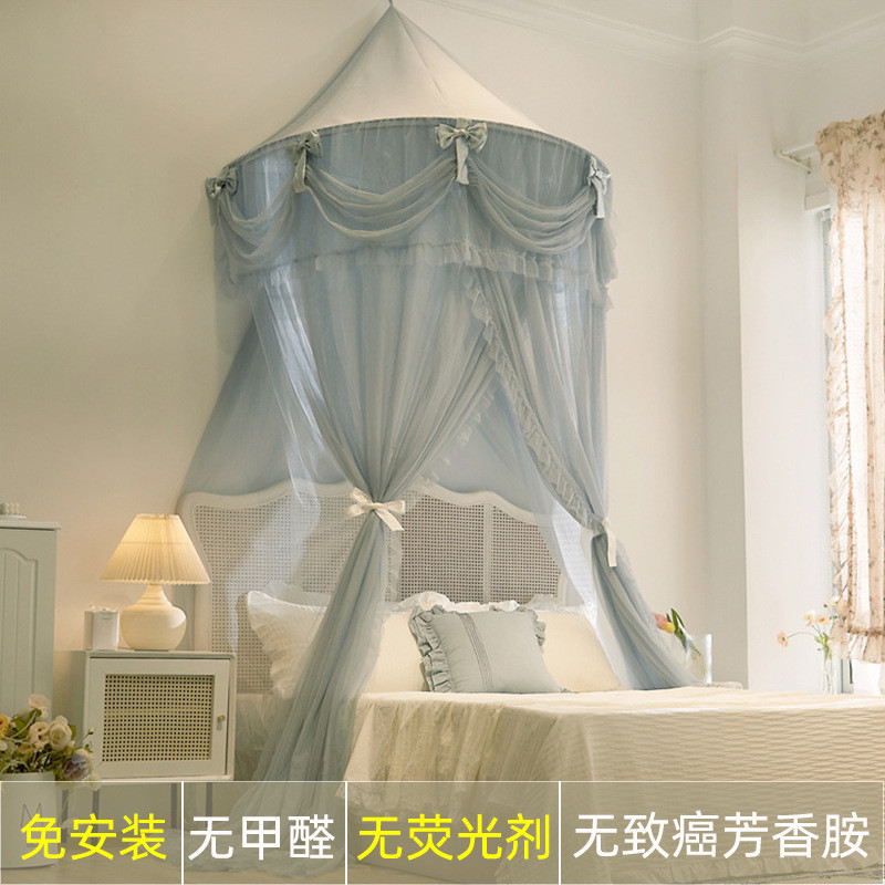 26x8免安装公主风蚊帐家用卧室圆顶半圆吊挂式加密遮光床幔方便拆