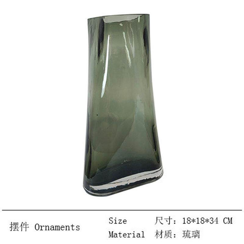 轻奢创意琉璃口袋不规则花瓶样板房客厅餐桌插花花器玻璃蓄水摆件