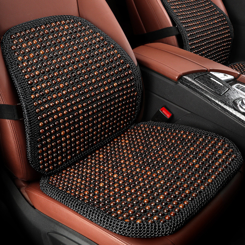 热销夏季汽车坐垫菩提子布透气网座垫防滑凉垫手编手钩木珠三件套