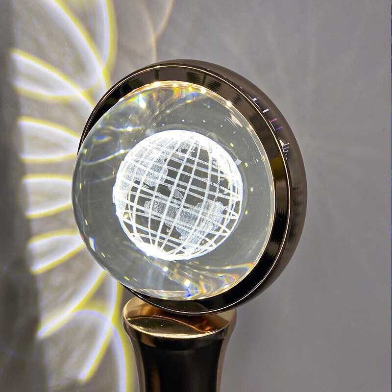 充电水晶台灯触摸地球仪小夜灯氛围灯网红旋转动态卧室装饰创意