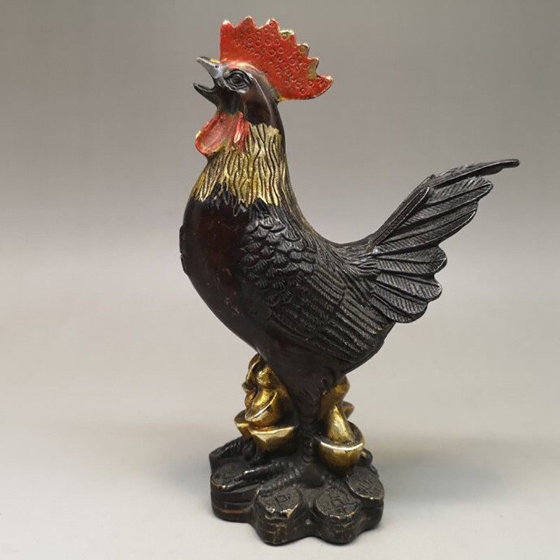 古玩收藏铜器紫铜色黄铜公鸡家居客厅摆件仿古鎏金鸡生肖鸡摆设,家居饰品,装饰摆件,淘宝优惠券,粉丝福利购,淘宝优惠卷