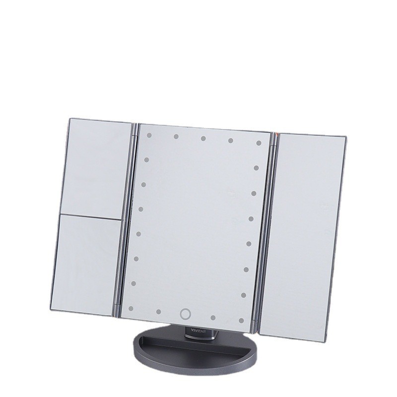 批发多色led灯三面化妆镜家用卧室美容镜补光镜携带外出折叠镜子