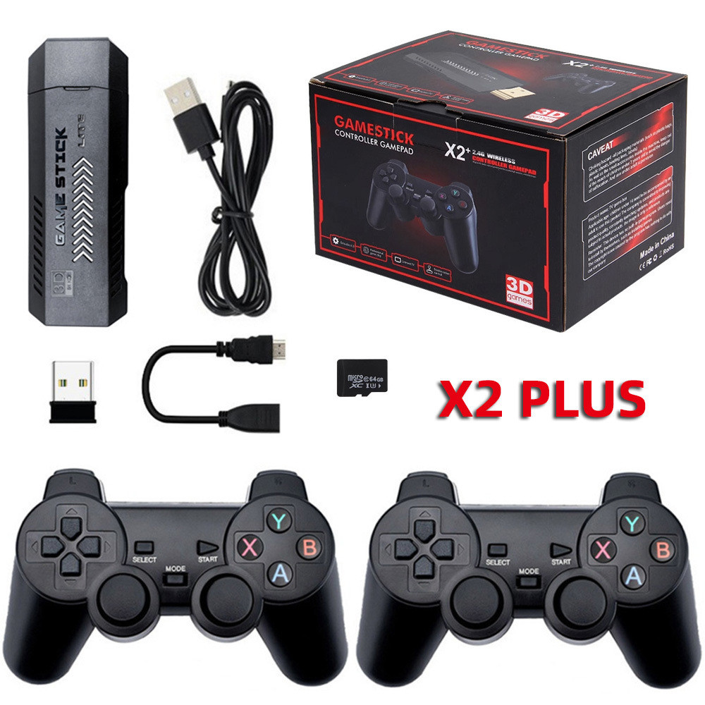 外贸X2 PLUS游戏机高清无线GD10电视游戏机复古PS1游戏棒3D