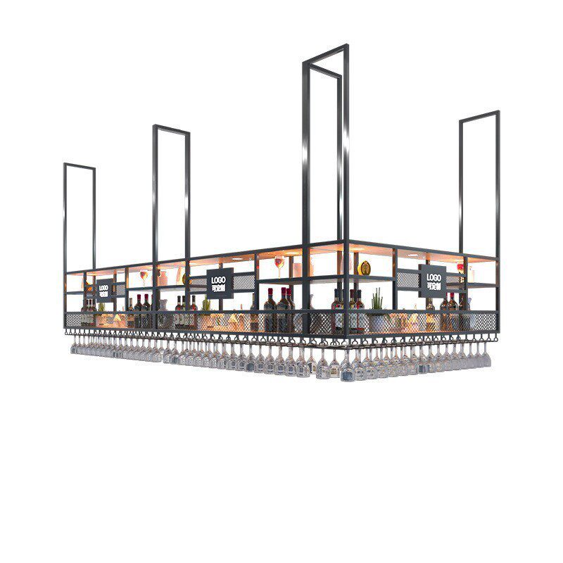 工业风吧台吊柜酒架酒吧创意挂架红酒杯架倒挂架清吧水吧悬置物架