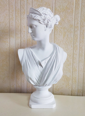 30cm高树脂月亮女神胸像美术雕像玄关风格酒店欧式客厅桌面小摆件