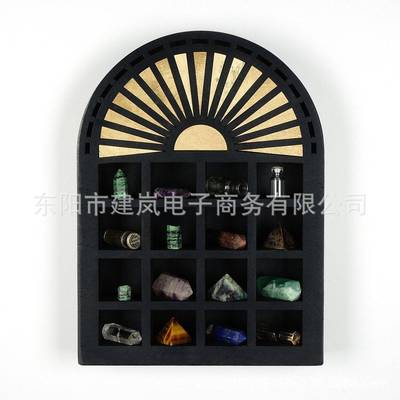 新款太阳光芒木制水晶展示架木质工艺品挂件家居装饰品摆件