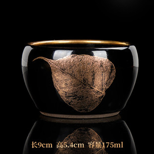 吴继乌金木叶建盏茶杯陶瓷旺釉手工功夫茶具主人杯单杯大号茶盏