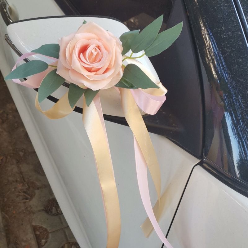 拉花婚车装饰后视镜副车装饰花副车车门花镜花副车车队丝带热