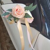 拉花婚车装 饰花副车车门花镜花副车车队丝带热 饰后视镜副车装