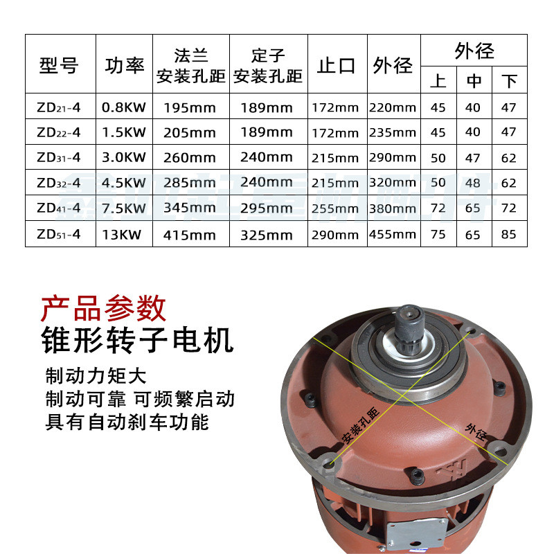 热销南京总厂电机4.5/7.5/13kw3全铜5吨10吨行车电动葫芦锥形主机