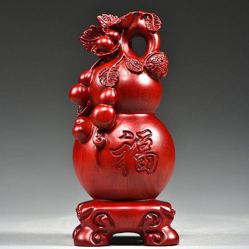 红花梨实木质红木葫芦摆件大号雕刻家居客厅电视柜装饰品工艺品,家居饰品,根雕,淘宝优惠券,粉丝福利购,淘宝优惠卷