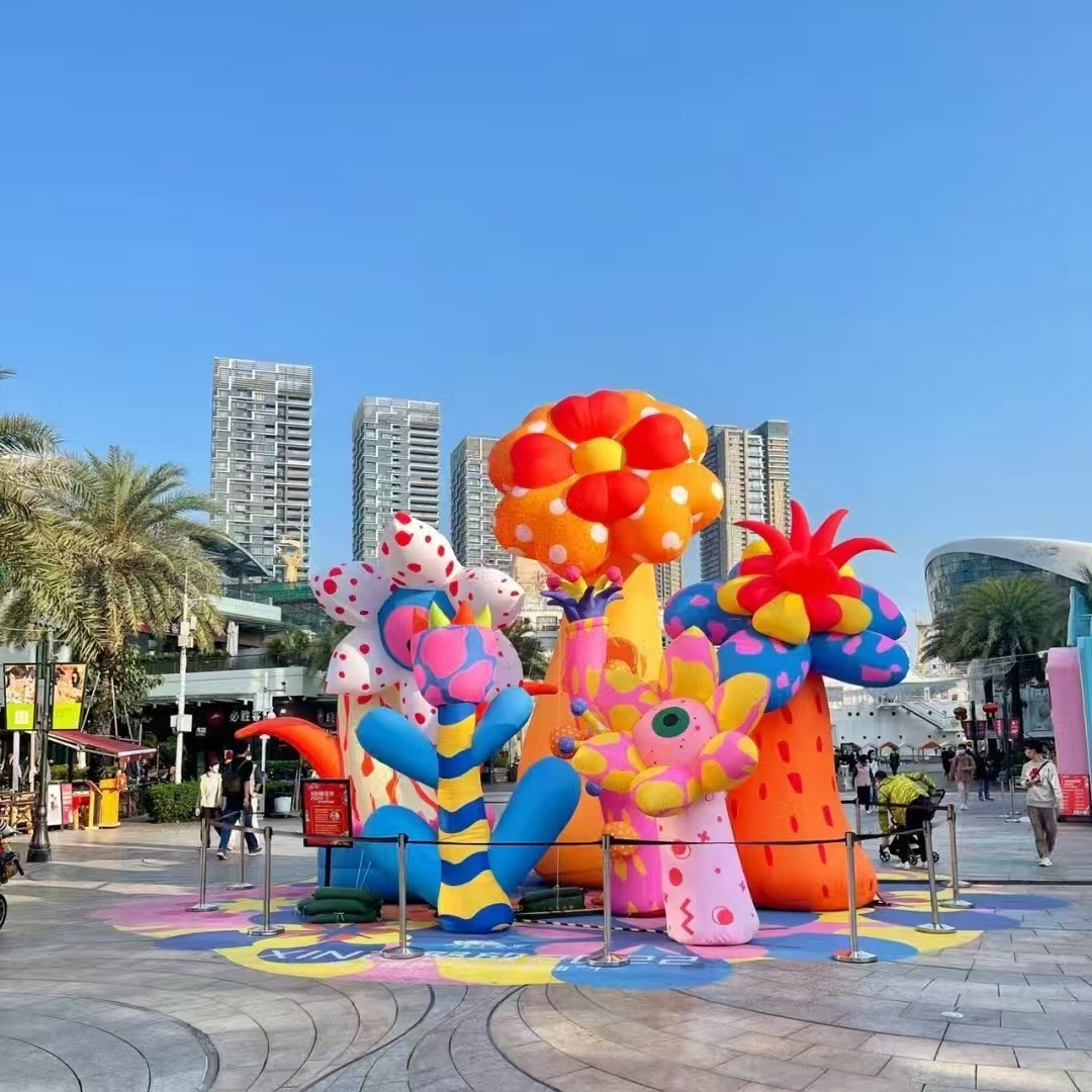 定制充气花朵气模卡通花卉有钱仿真模型大型发光悬挂美陈装饰