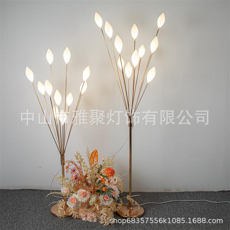 发光婚庆路引灯11头花蕾泡果树路引铁艺电镀婚礼橄榄果舞台摆件