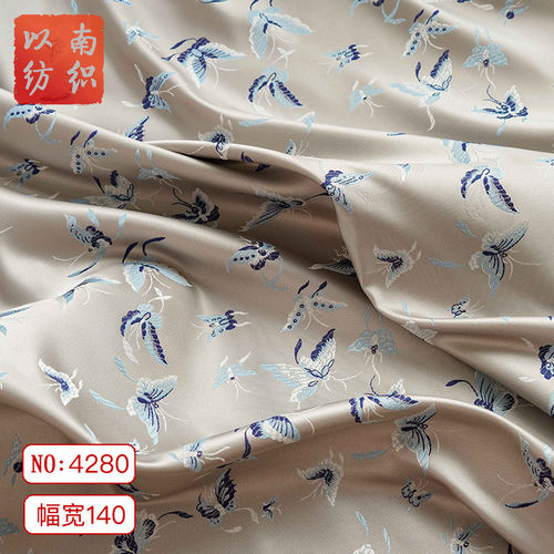 新国风织锦缎蝴蝶汉服柔软提花布中式童装舞台服色织手工包面料