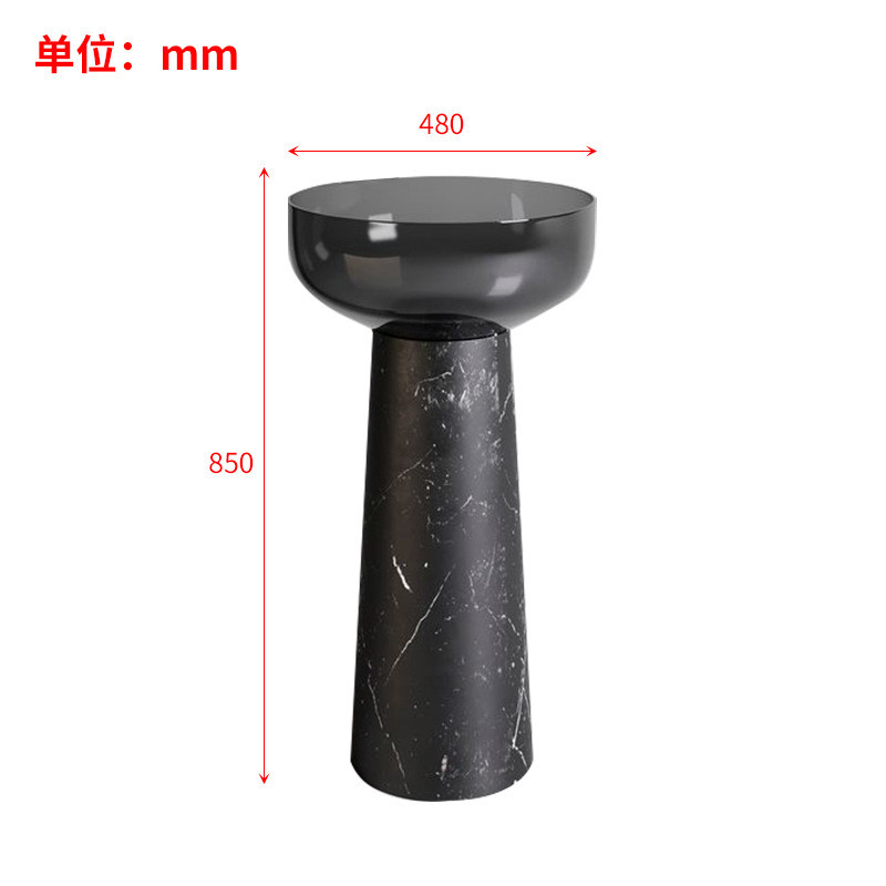 水转印人造石立柱盆简约北欧卫生间一体落地式洗漱盆透明树脂柱盆