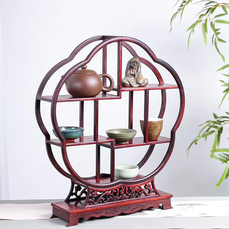 热销巴里黄檀梅花中式实木博古架多宝阁置物架花枝茶具装饰收纳展