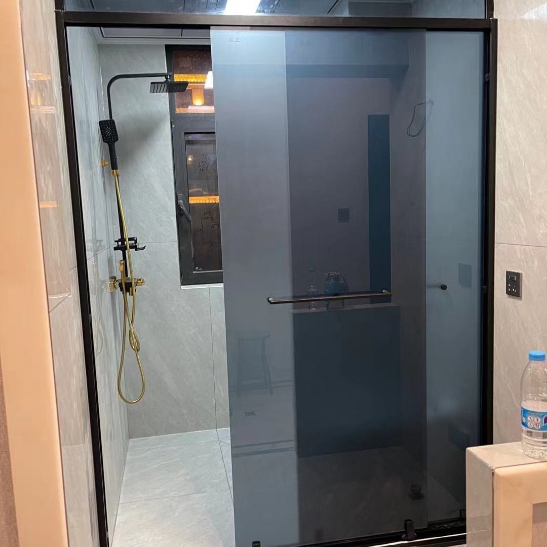 简易淋浴房扇形玻璃门整体洗澡间黑框隔断屏风浴室房干湿分离屏风