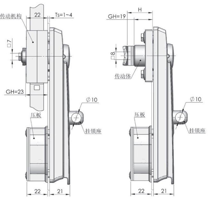 工业天地锁锁锁拉杆锁传动齿条连杆电气柜门锁ms846