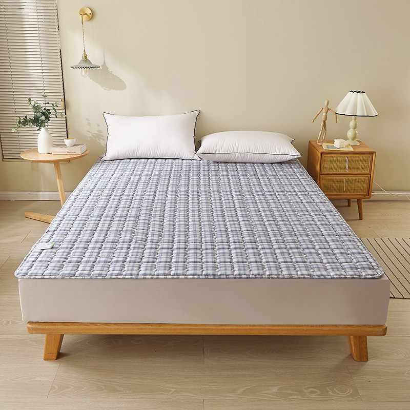 热销2023新款学生夹水洗棉棉床护垫棉花床垫90*200cm紫小格