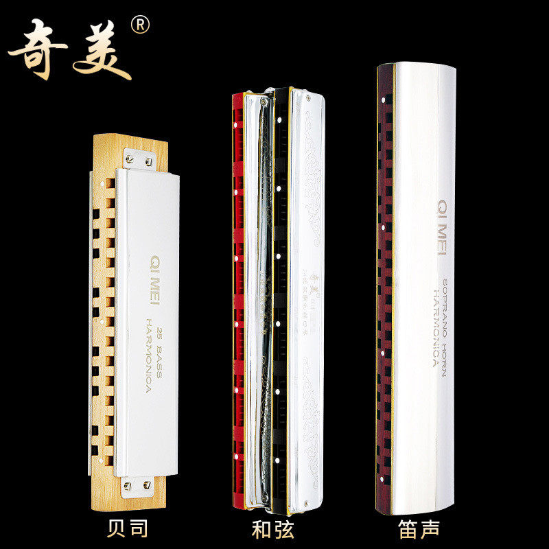 奇美24组双联和弦口琴中高音笛声专业乐队合演奏25孔旋律贝司口琴