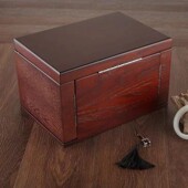 热销东与首饰盒哑光漆白蜡木皮西首饰箱珠宝盒珠宝箱jb573