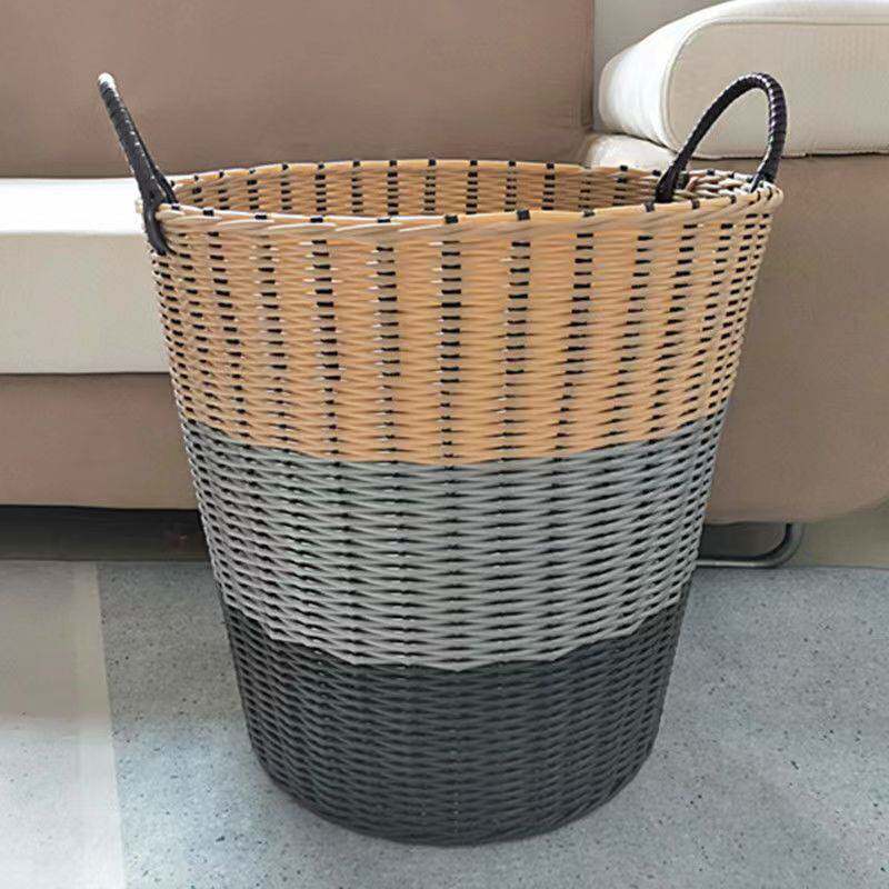 塑料藤编大容量脏衣篮圆筒形脏衣篓洗衣篮收纳筐编织筐特大号篮子
