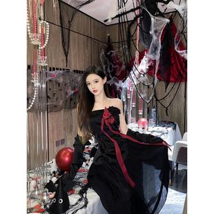 韩系风格 新品 复古港风穿搭黑色赫本风高级感海边连衣裙三亚小众沙