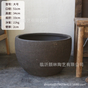 缸盆盆缸陶大口土陶缸养鱼盆睡莲盆缸花盆大口径荷花盆大码北欧风