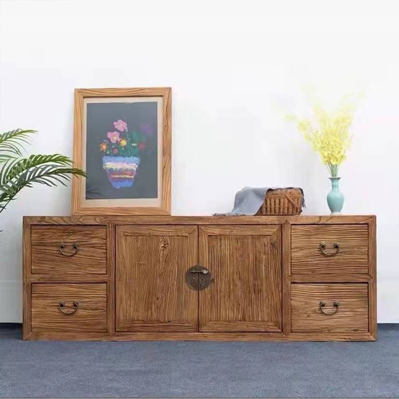 老榆木电视柜实木新中式储物收纳柜客厅斗柜原木侧边靠墙餐边柜