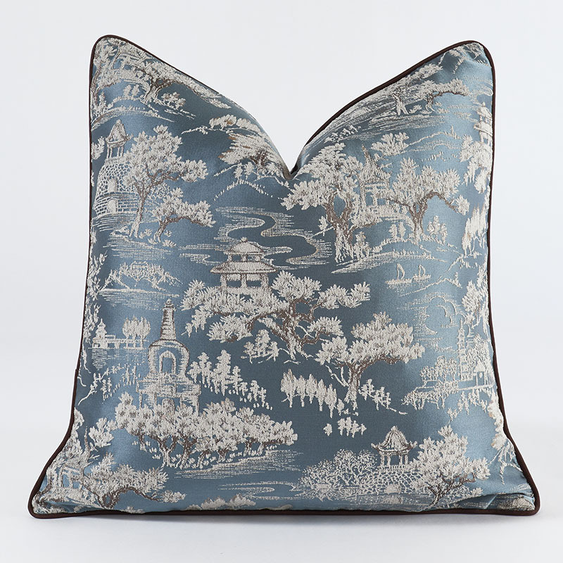 古典家具蓝色抱枕靠垫客厅沙发新中式靠垫套民宿样板间高端靠枕套