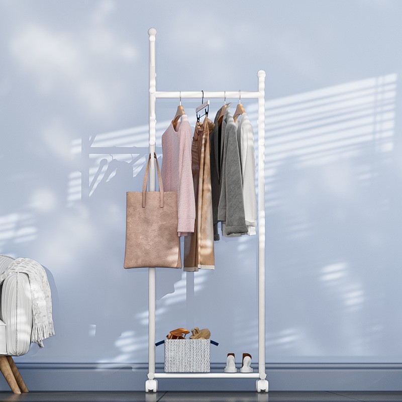 单杆式晾衣架可阳台卧室内晒衣挂衣架简易落地家用移动加粗衣帽架